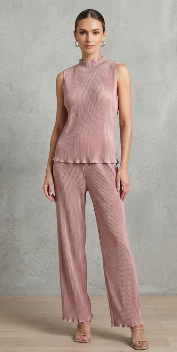 #1212 Elegant Pleated Matching Set